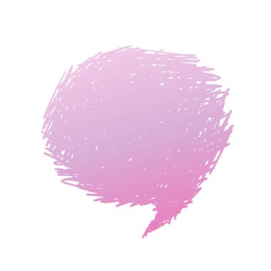 Konuşma balonu ışığı mor grunge el çizilmiş karalama beyaz arkaplan izole