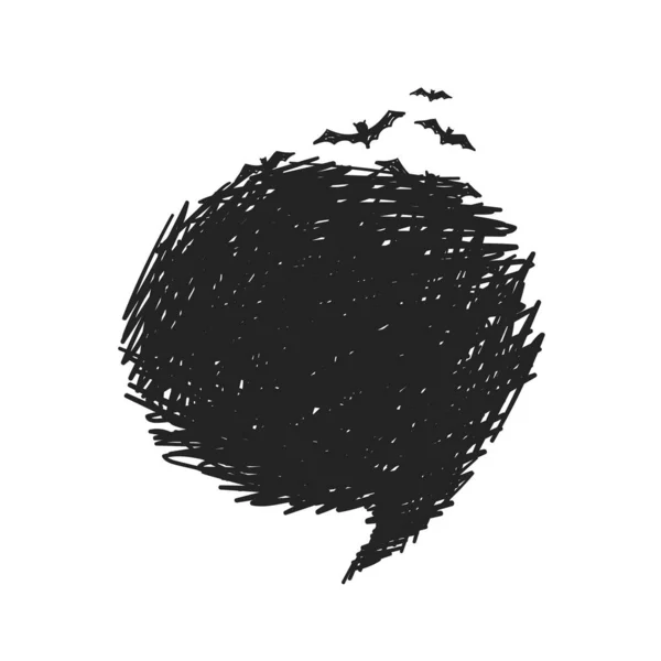 蝙蝠之间有半空中飞舞的语音气泡 黑发牢骚的手绘笔迹 白色背景隔离 — 图库矢量图片