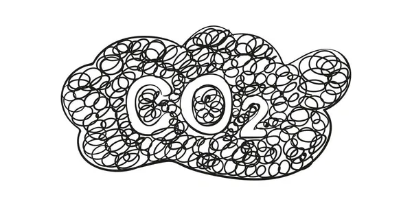 Nuvem Escura Co2 Doodle Rabiscos Desenhado Mão Caótico Poluição Fórmula — Vetor de Stock