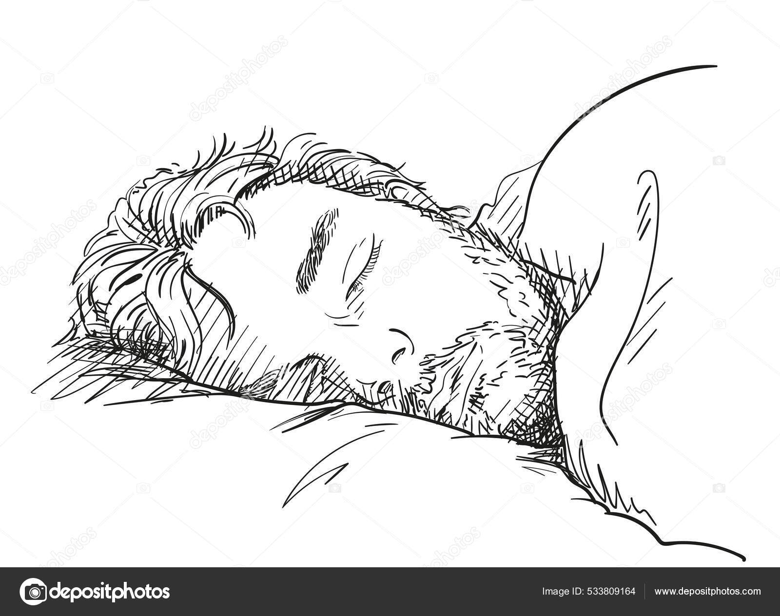 Skisse Sovende Kjekk Skjeggete Mann Håndtegnet Vektor Illustrasjon Med  Kryssklekking stockvektor © OlgaTropinina #533809164, image size:1600x1264