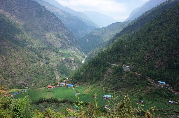 Grüne Berglandschaft Surke Dorf Und Dudh Koshi Tal Der Nähe — Stockfoto