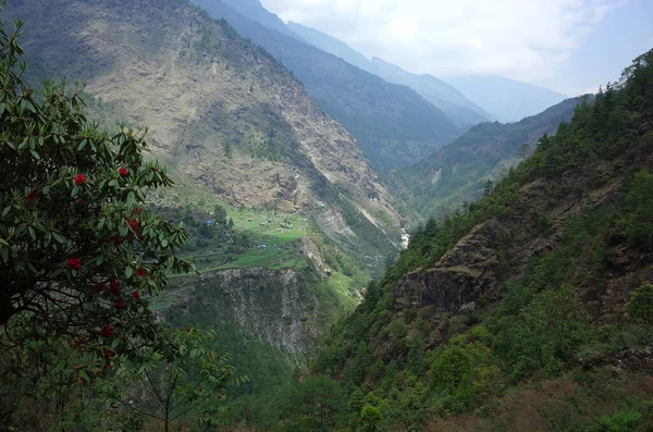 Berglandschaft Blick Auf Das Dudh Koshi Tal Der Nähe Von — Stockfoto