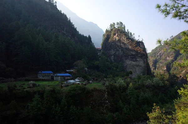 Paysage Montagneux Vallée Khumbu Vue Sentier Camp Base Everest Village — Photo