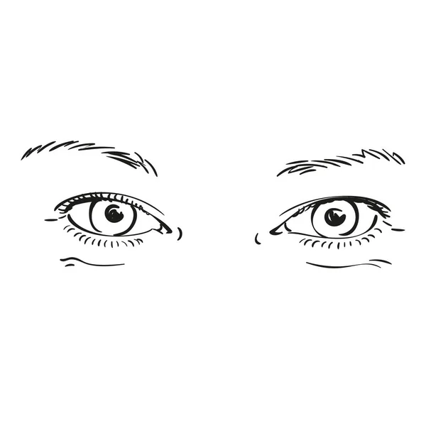 Hand Drawn Beautiful Eyes Isolated White Background Vector Illustration — Stock Vector