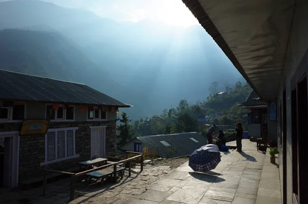 Solukhumbu Région Everest Népal Mai 2019 Rue Village Karikhola Soleil — Photo