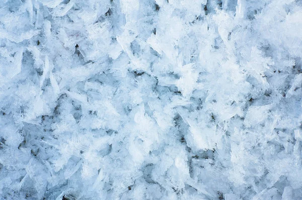 Winter Blue Ice Frost Crystals Background Abstract Snow Winter Pattern — Stock Photo, Image