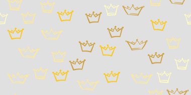 Altın taç, kusursuz desen, basit monarşi sembolü, gri arka plan, Vektör illüstrasyonu.