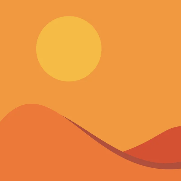 Горячее Большое Солнце Над Желтыми Дюнами Пустыни Иллюстрация Абстрактных Органических — стоковый вектор