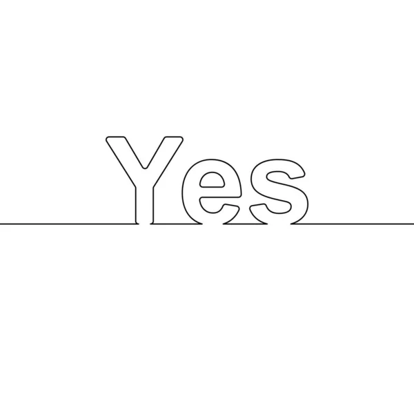 Yes Word Continuous One Line Drawing Typographic Lettering Vector Minimalist — Stock vektor