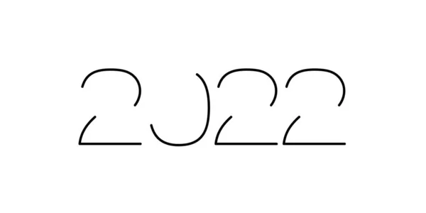 Jaar 2022 Abstract Moderne Design Lijn Kunst Typografie Minimalistische Zwarte — Stockvector