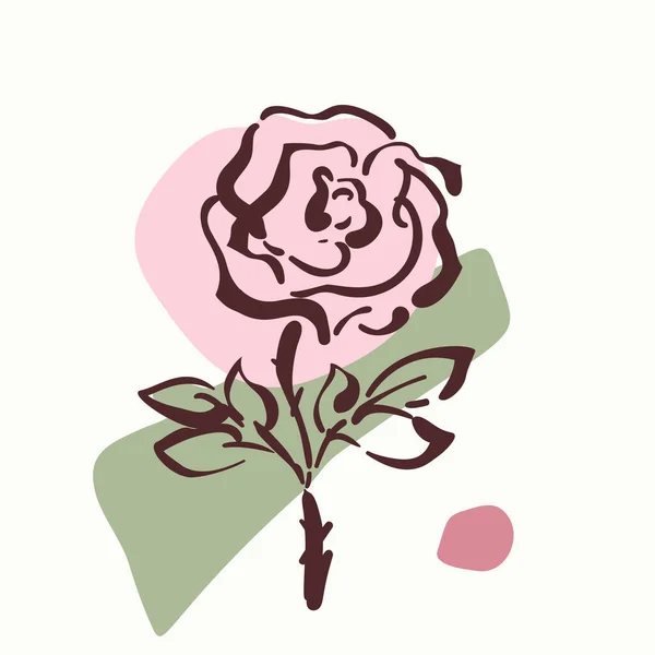Desenho Digital Flores Rosa Formas Geométricas Orgânicas Abstratas Ilustração Vetorial — Vetor de Stock