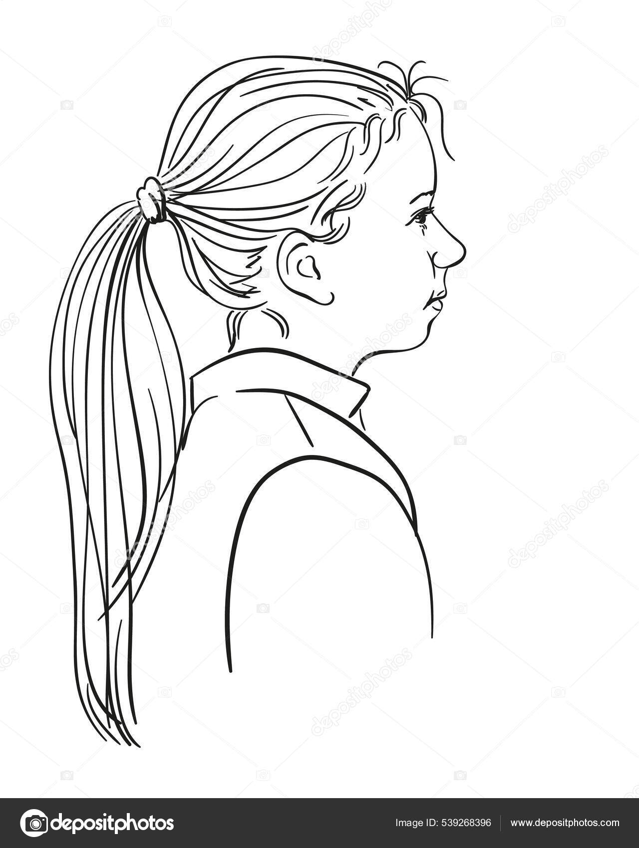 Freehand drawing teen girl with long hair Vector Image