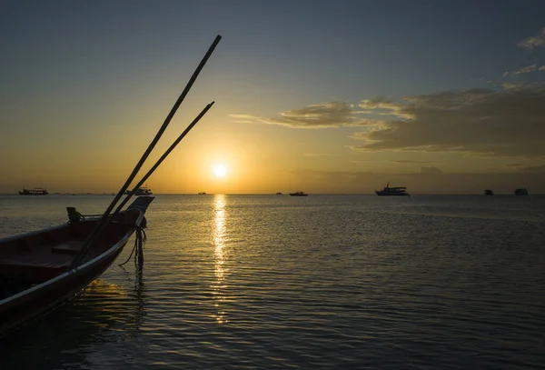 Beautiful Sunset Tropical Island Koh Tao Thailand Boat Water Last — Photo