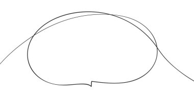 Konuşma baloncuğu kesintisiz bir satır çizimi, tek satır sanat basit boş çizgi roman kutusu oval şekil farklılık hissi, Vektör illüstrasyonu