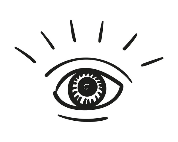 Olho Isolado Doodle Terceiro Olho Desenho Primitivo Único Olho Aberto — Vetor de Stock
