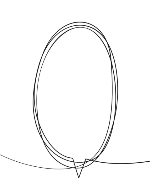 スピーチバブル楕円形縦線連続ドローイング斜めの線で描かれた丸みのあるスクリブルハンド シングルラインアートシンプルなブランクコミックテキストボックス楕円形 白で区切られたベクトルイラスト — ストックベクタ