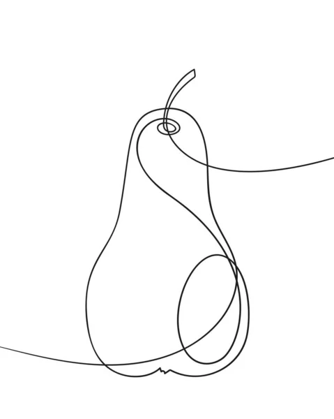 Frutti Pera Disegno Linea Singola Bianco Nero Vettore Minimalista Illustrazione — Vettoriale Stock