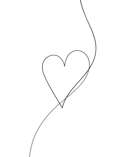 Corazón Amor Símbolo Curva Línea Línea Continua Dibujo Corazón Forma — Vector de stock