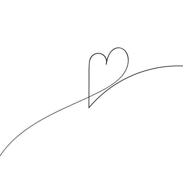Hart Eenvoudige Continue Een Lijn Tekening Liefde Symbool Zwart Wit — Stockvector