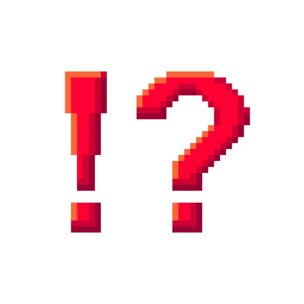 Point Exclamation Point Interrogation Pixel Art Rouge Point Ponctuation Jeux — Image vectorielle