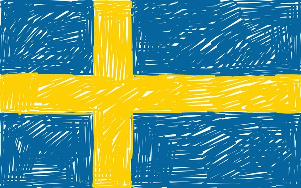 スウェーデンの国旗手描きベクトル — ストックベクタ