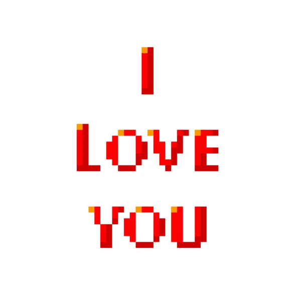 Miluji Vás Červený Text Pixel Umělecké Deklarace Lásky Izolované Bílém — Stockový vektor