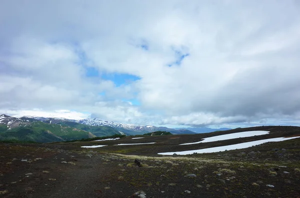 Paisaje Montañoso Volcánico Parque Nacional Villarrica Escasa Vegetación Clima Nublado —  Fotos de Stock