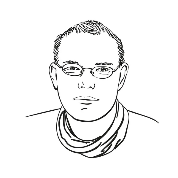 Gözlüklü Genç Adam Kendini Soyutlamış Vektör Çizim Çizgisi Çizimi Çizmiş — Stok Vektör