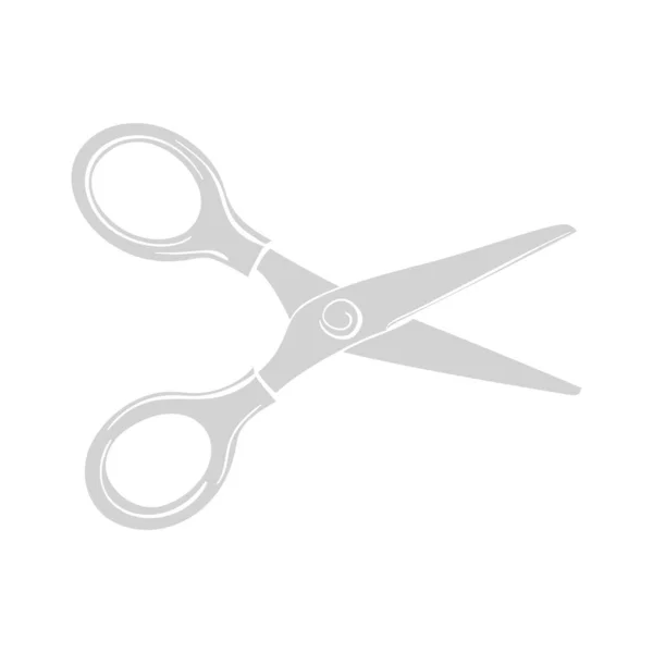 Vector Scissors Grey Monochrome Isolated White Background — Stock Vector