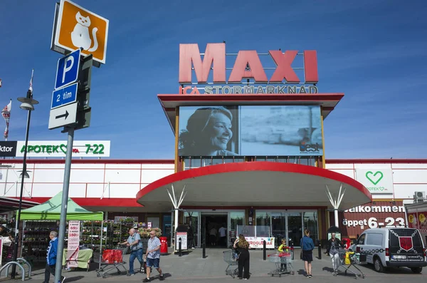 Vasteras Schweden Mai 2020 Haupteingang Supermarkt Ica Maxi Halla Einkaufszentrum — Stockfoto