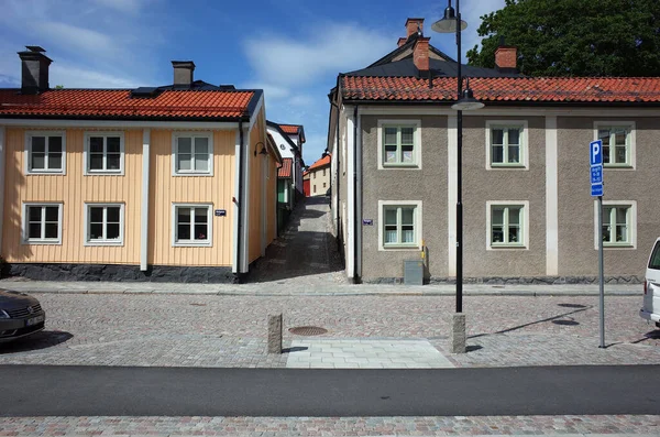 Vasteras Sweden July 2019 Stone Paved Street 층짜리 — 스톡 사진