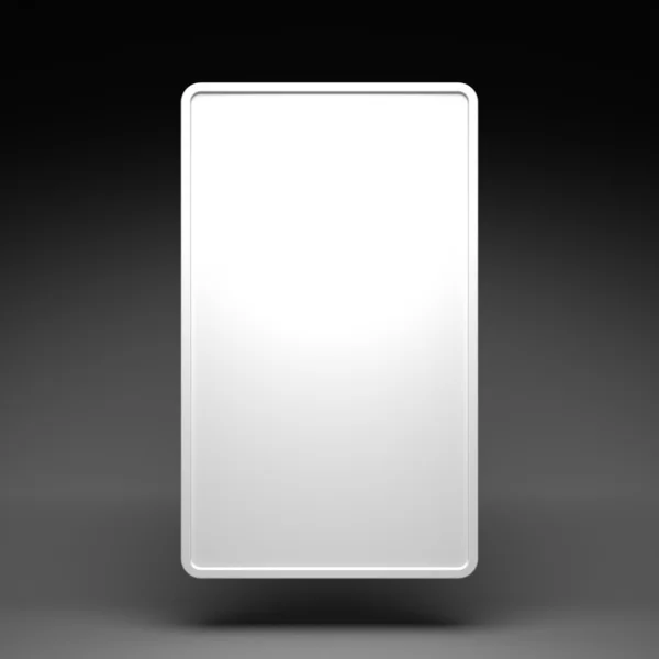 Cartellone bianco bianco verticale su sfondo grigio scuro — Foto Stock