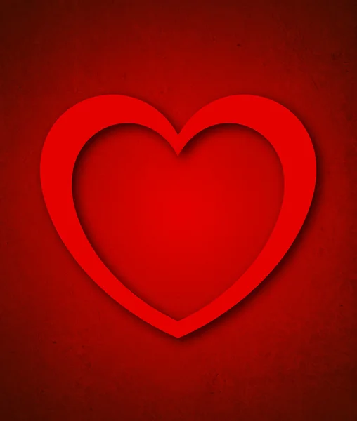 Papel rojo Tarjeta de San Valentín con gran corazón rojo — Foto de Stock