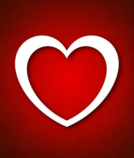 Tarjeta de San Valentín de papel rojo con gran corazón blanco — Foto de Stock