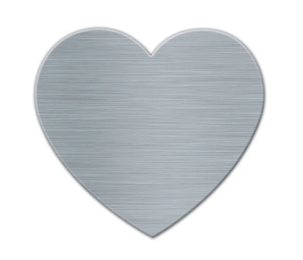 White Valentines 's Day Heart in the Metal Textured Surface — стоковое фото