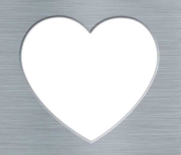 Coração do Dia dos Namorados com Textura de Metal no Branco — Fotografia de Stock