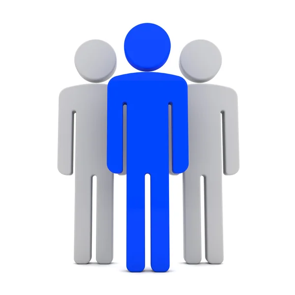 Teem of Three Human Figures Standing Together on the White — Stock Photo, Image