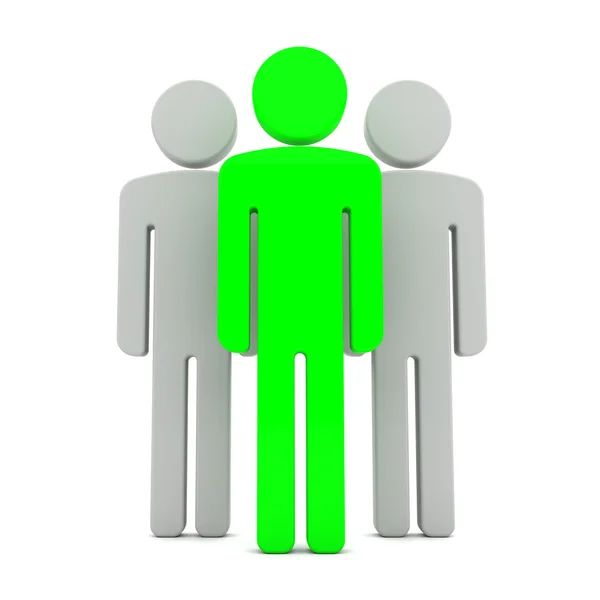 Teem van drie menselijke figuren staan samen op de witte — Stockfoto