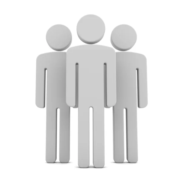 Teem of Three Gray Human Figures Standing Together on the White — Stock Photo, Image