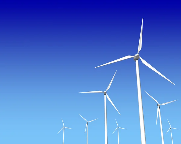 Windkraftanlagen über blauem Himmel — Stockfoto