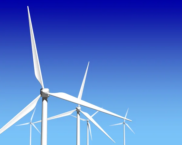 Windkraftanlagen über blauem Himmel — Stockfoto