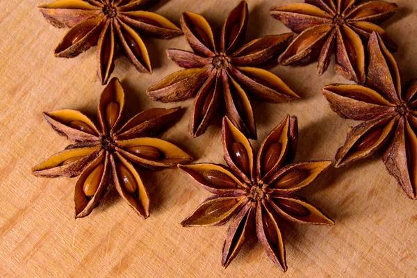 Star Anise on the Wooden Background — Stockfoto