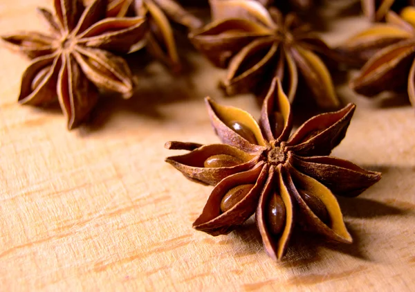 Star Anise on the Wooden Background — Stockfoto