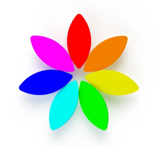 3D abstraktní rainbow květina na bílém pozadí — Stock fotografie