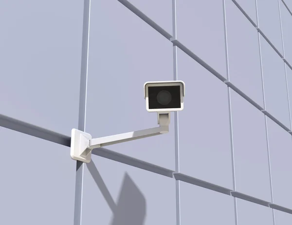 A homlokzat, az épület szerelt biztonsági kamera — Stock Fotó