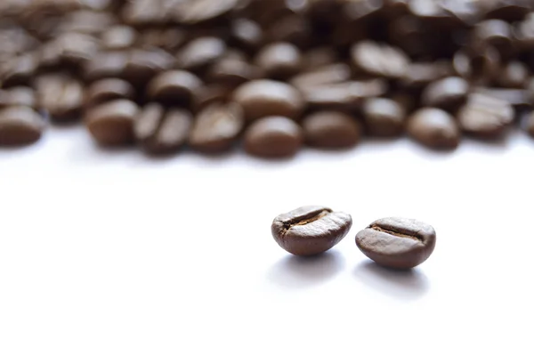 Big Heap of Brown Coffee Beans Isolated on White Background — Stock Photo, Image