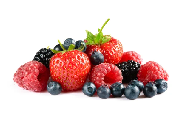 Big Pile of Fresh Berries on White Background — Stock Photo, Image