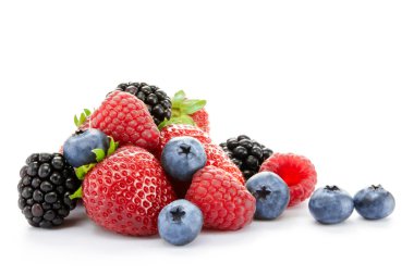 Big Pile of Fresh Berries on White Background clipart