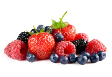 Big Pile of Fresh Berries on White Background clipart