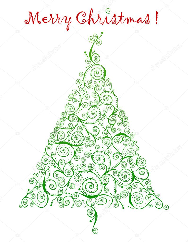 Curlicue Christmas Tree Greetings